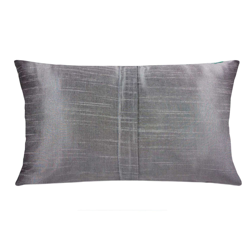 Teal and beige silk pillow cover buy online from India