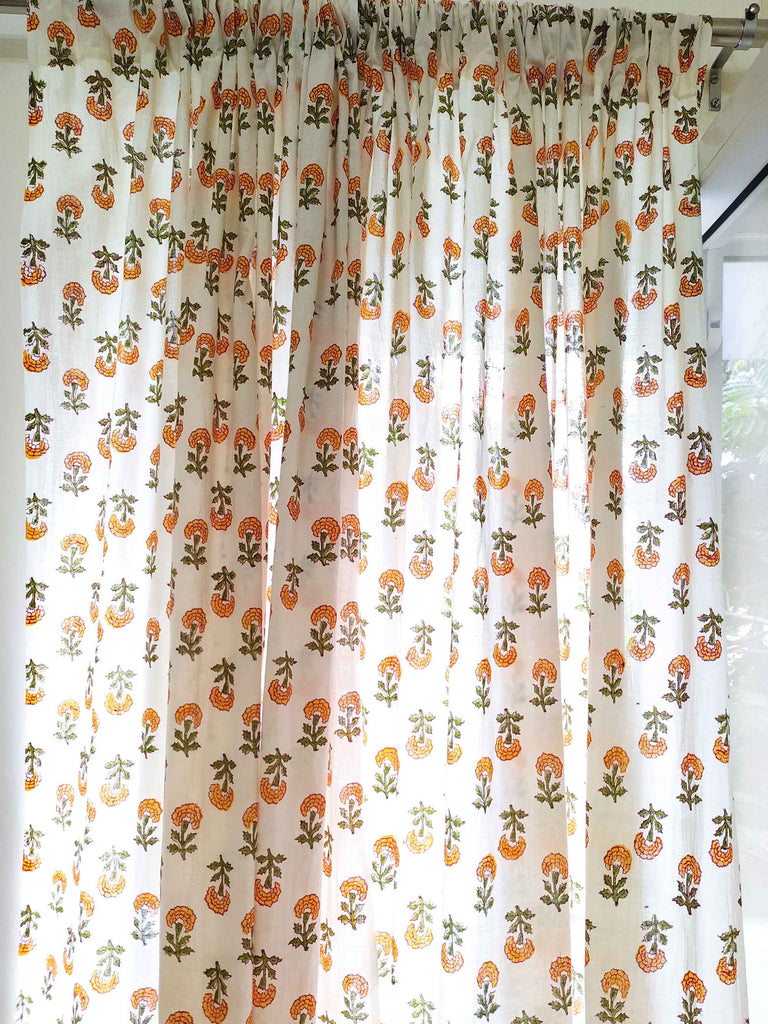 saffron organic cotton curtains set of two