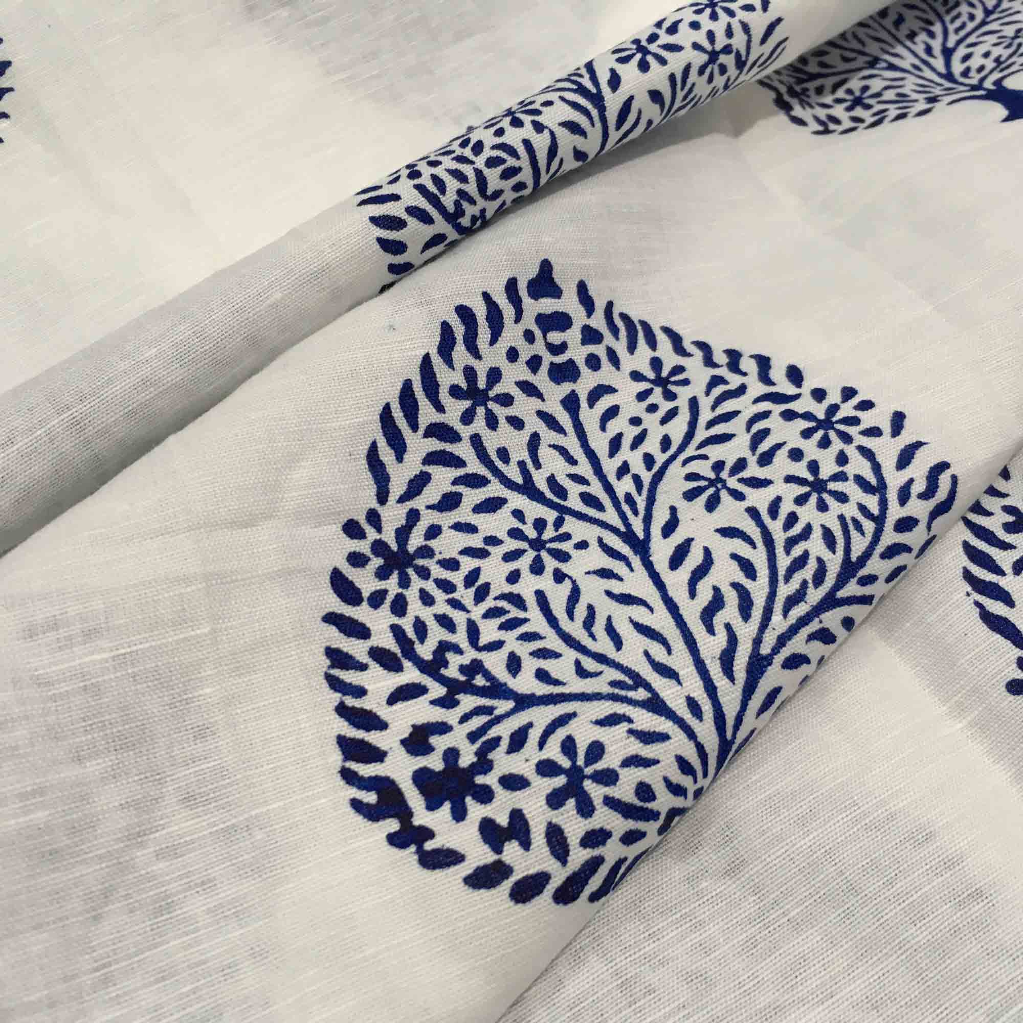 Tree Of Life Hand Block Printed Linen Fabric Buy Online from