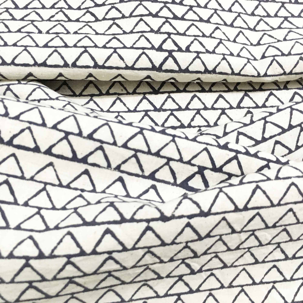 Thin Triangles Hand Block Printed Cotton Fabric
