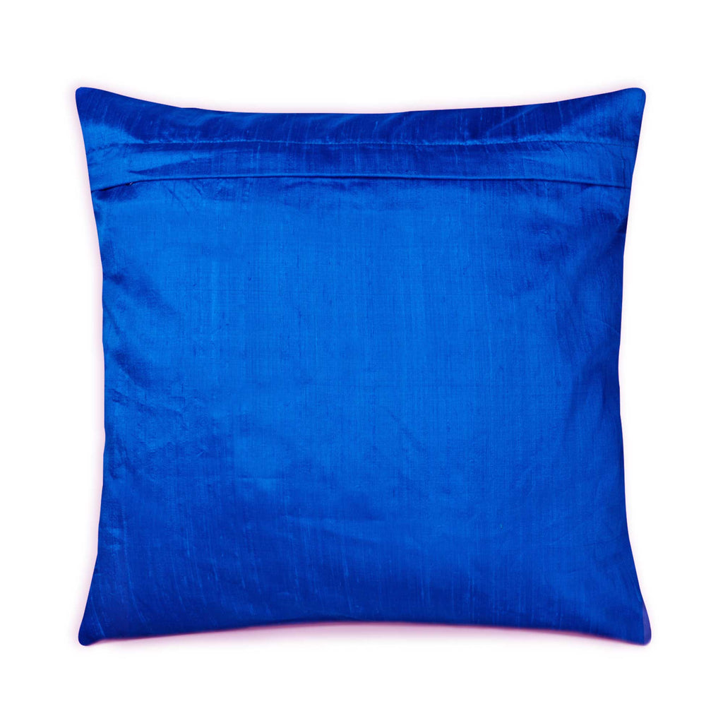 DesiCrafts Raw Silk Pillow Cover in Turquoise Blue Buy Online