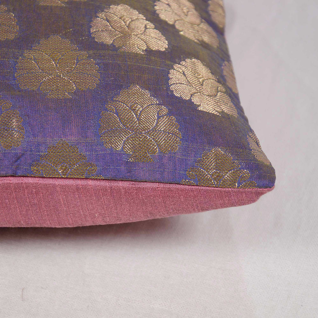 lavender and gold silk pillow cover