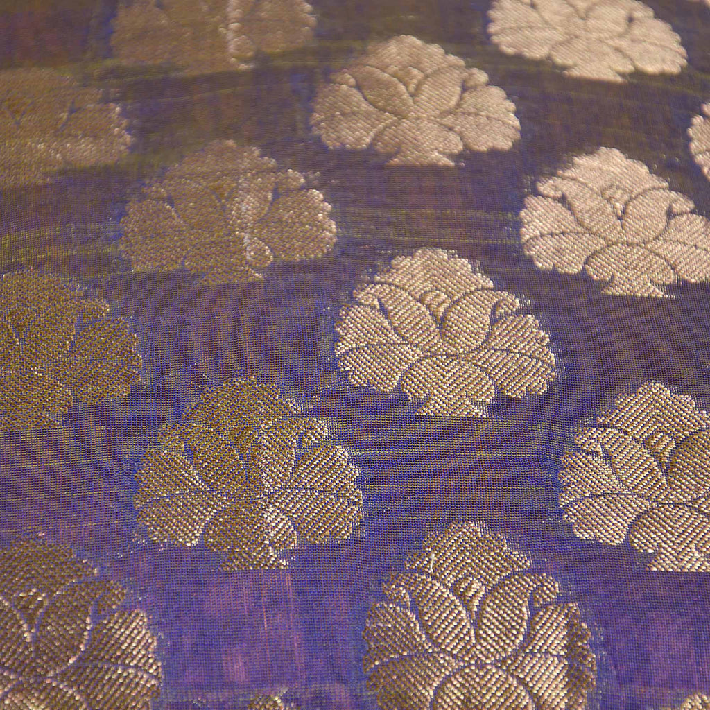 Mauve and Gold Floral Chanderi Silk Cushion Cover Buy Online From India