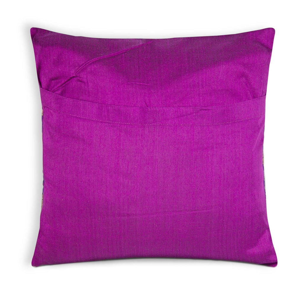 Purple Gold Floral Chanderi Silk Cushion Cover Buy Online From India