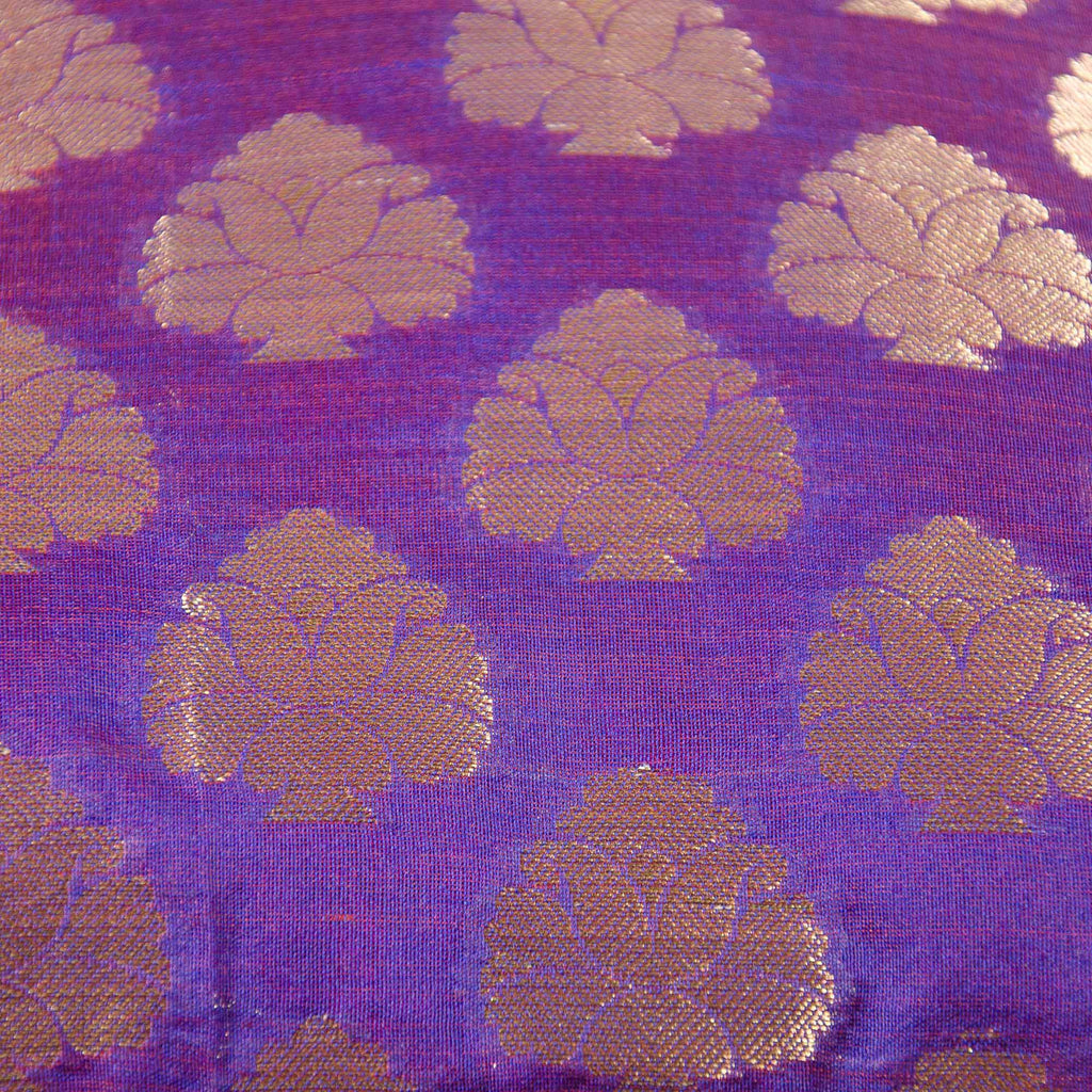 Purple Gold Floral Chanderi Silk Cushion Cover Buy Online From India