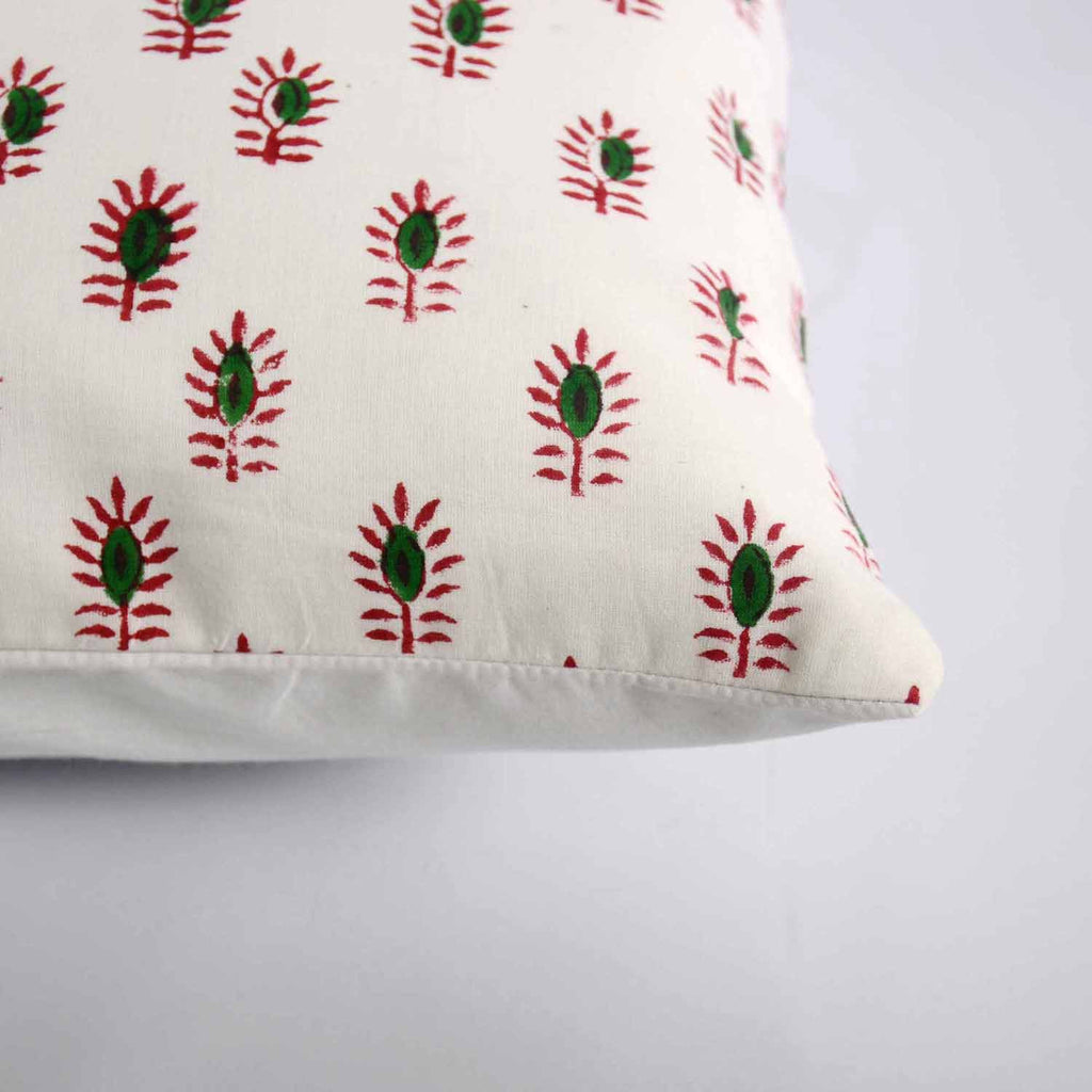 white and Green Soft Cotton Pillow Cover 