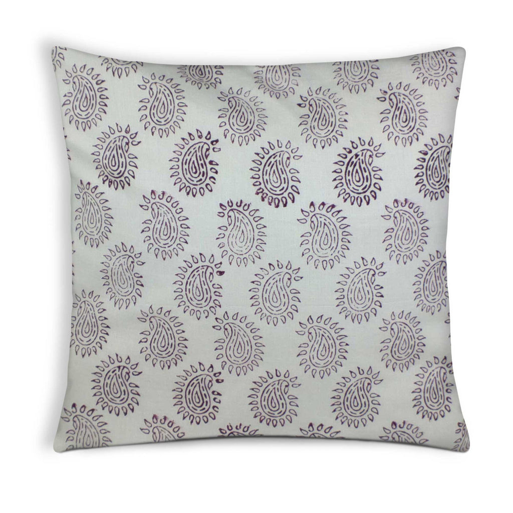 White and Maroon Paisley Cotton Pillow Cover Buy Online From DesiCrafts
