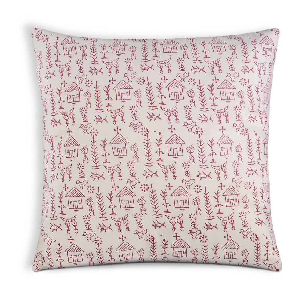 White Red Tribal Print Soft Cotton Pillow Cover