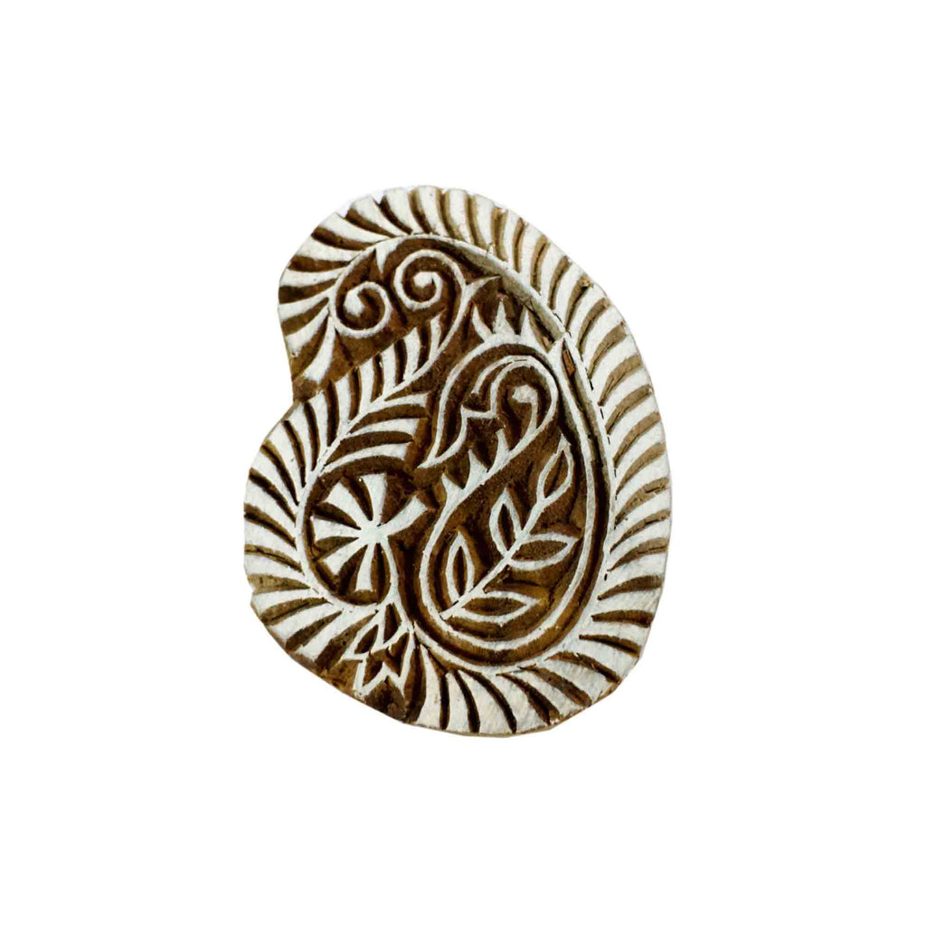 Paisley wooden stamp for textile and paper printing