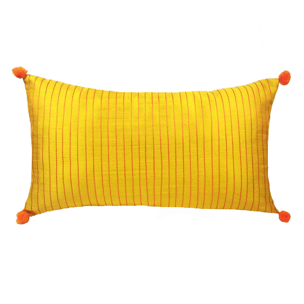 Yellow Orange Kantha Embroidery Pillow Buy from DesiCrafts