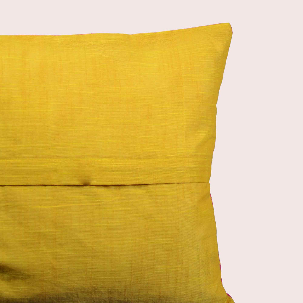 Zipper Style Yellow and Brown Cotton Cushion Cover