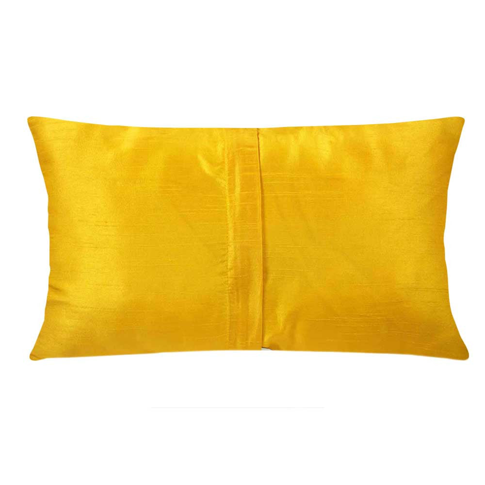 Sunny Yellow and Orange Kantha Embroidery Pillow