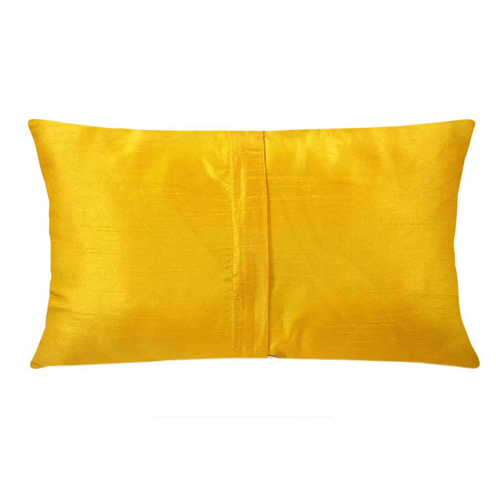 Sunny Yellow and Orange Kantha Embroidery Pillow