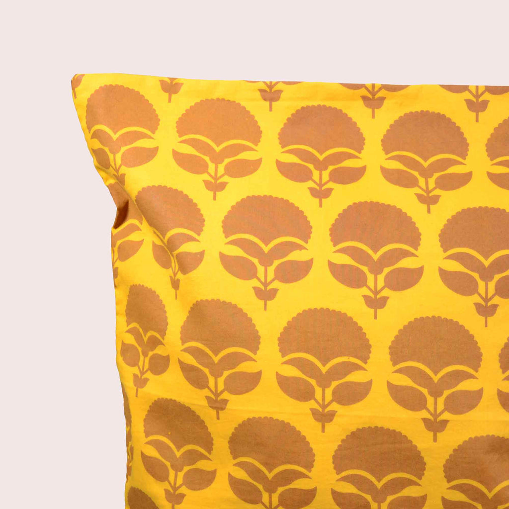 Yellow and Brown Cotton Cushion Cover Buy Online from DesiCrafts