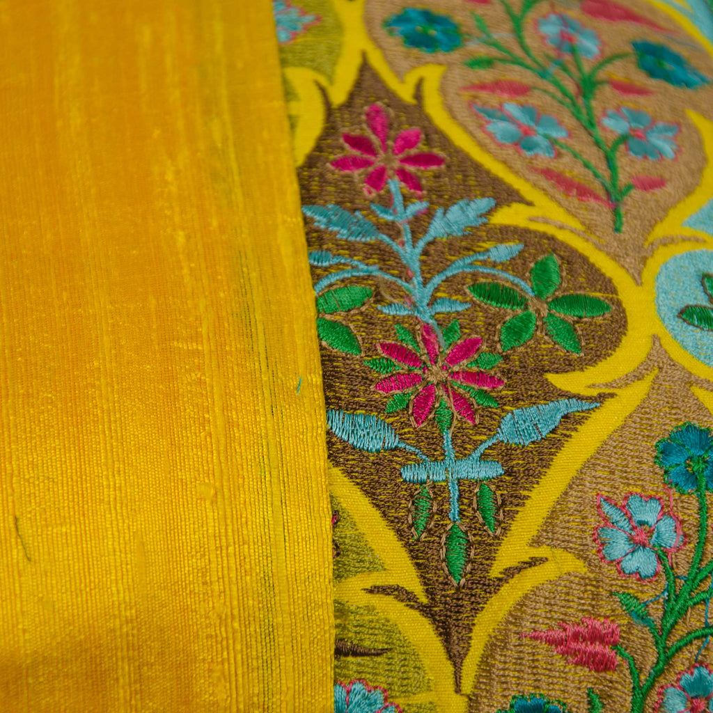 kashmir embroidery cushion cover in Yellow