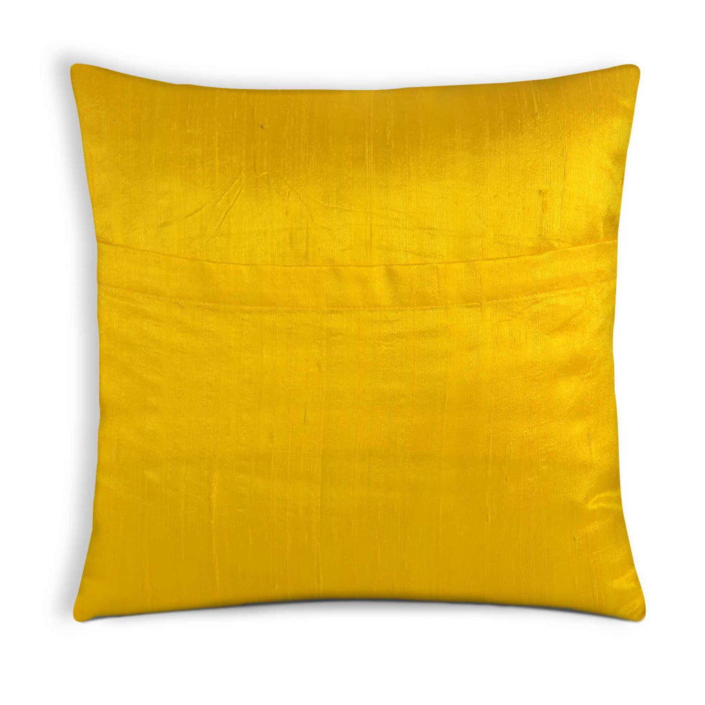 Yellow Color Block Silk Pillow Cover