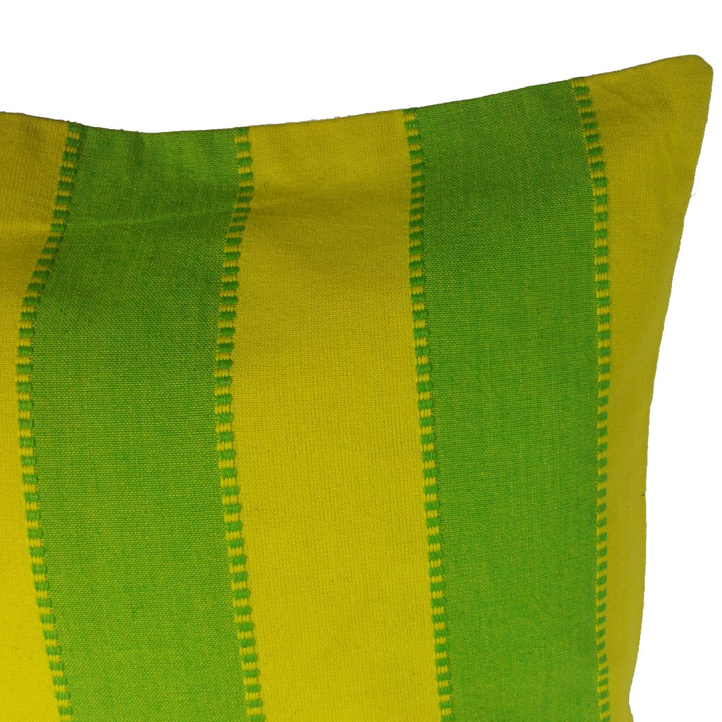 Spring green and yellow plaid cotton cushion cover buy online from DesiCrafts