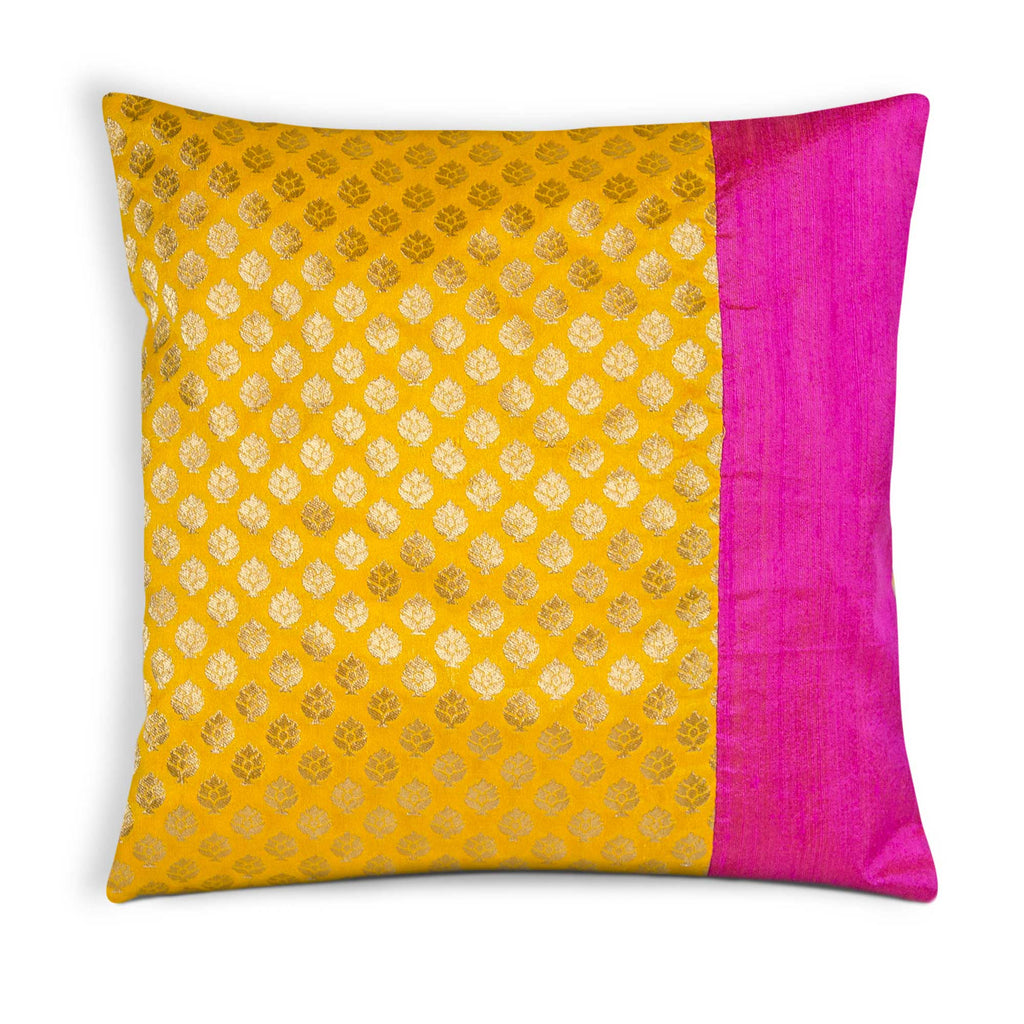 Hot pink and sunny yellow pillow cover