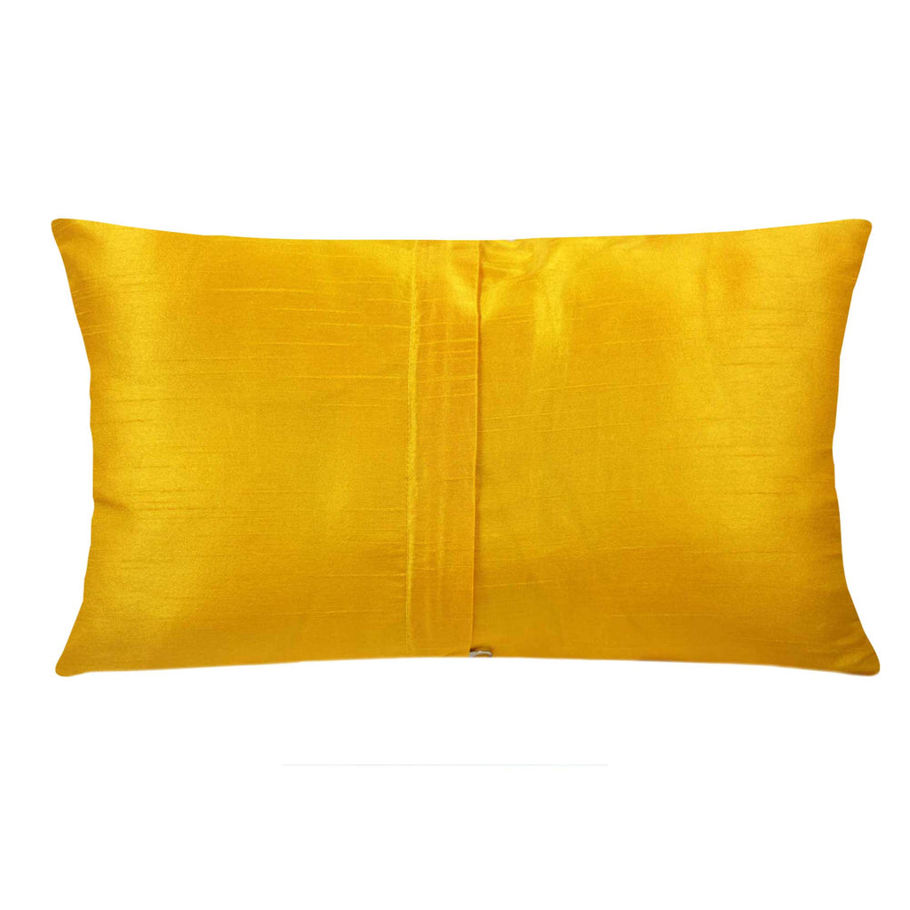Orange Yellow Gold Banrasi Silk Pillow Cover Buy Online from India