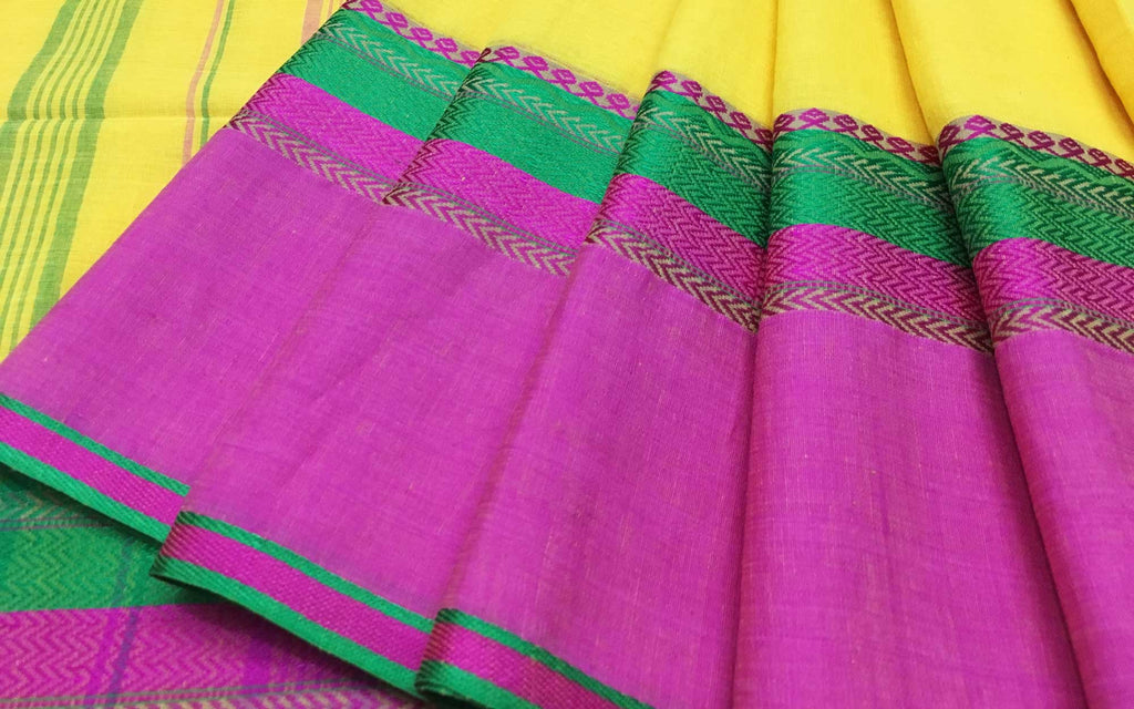 Hot pink and yellow DesiCrafts sari