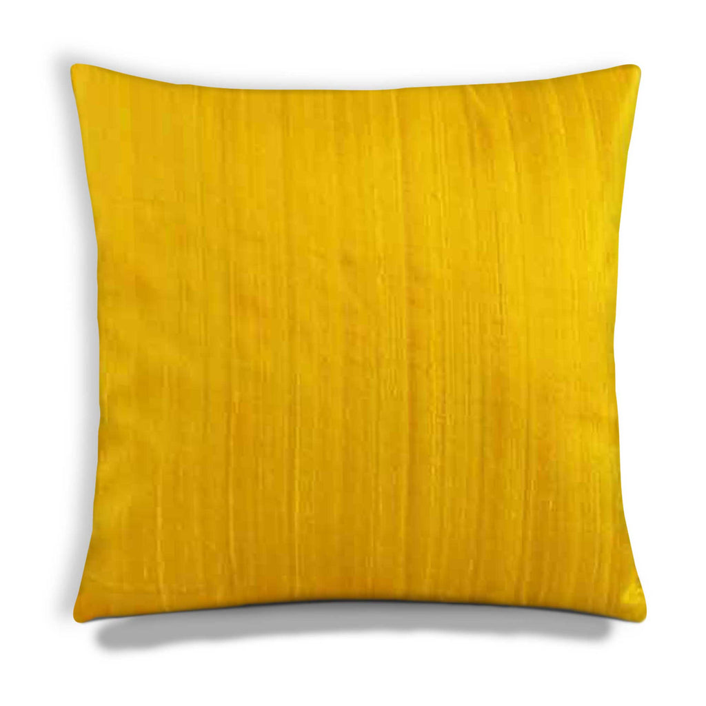 Yellow raw silk cushion cover handmade by DesiCrafts