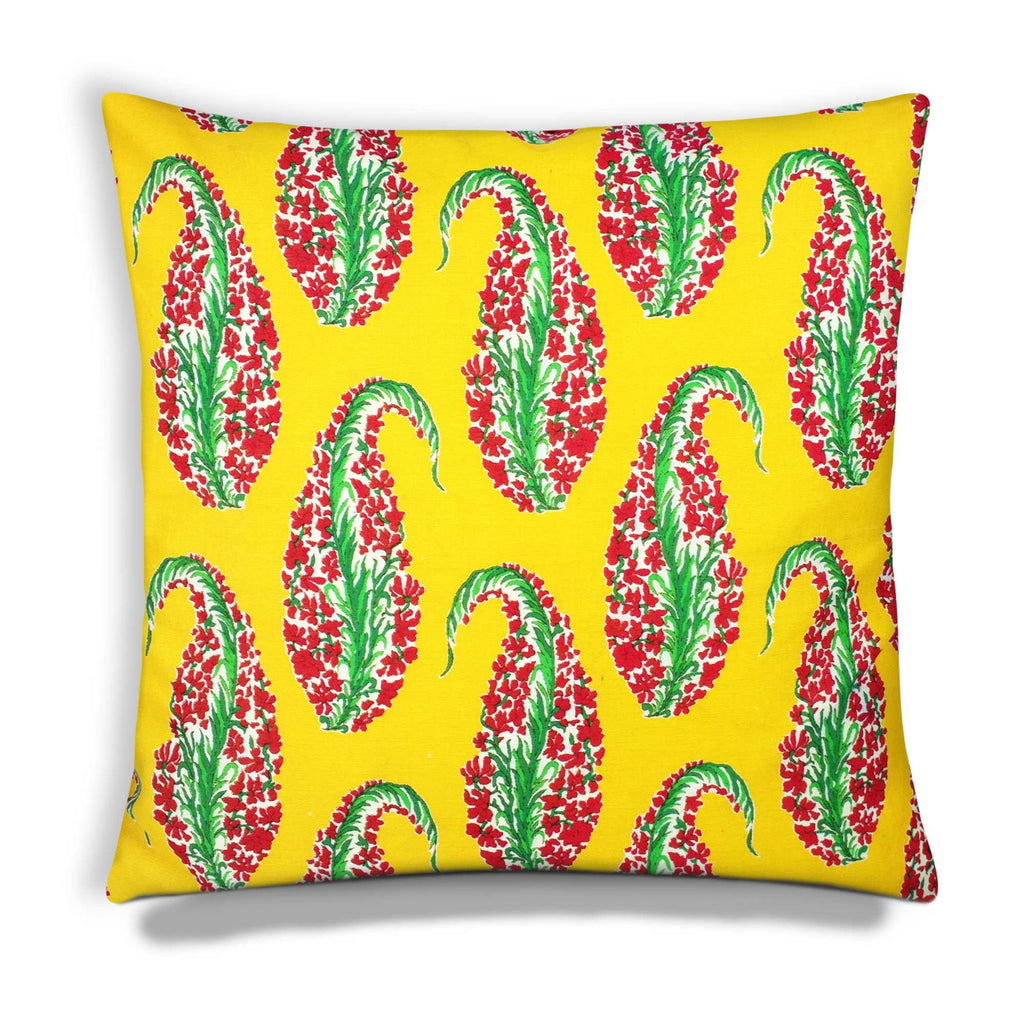 Yellow Red Paisley Cotton Cushion Cover By Online from DesiCrafts