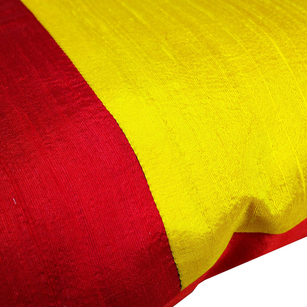 Yellow and red raw silk pillow cover buy online from India