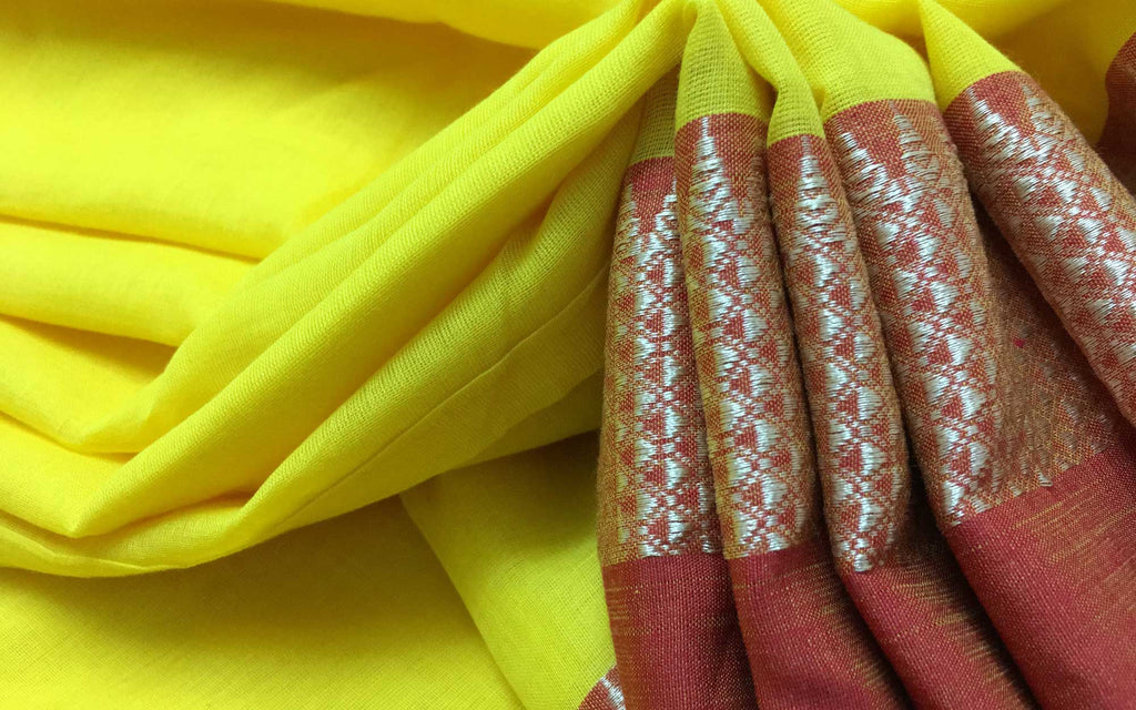 Handwoven linen cotton sari by DesiCrafts